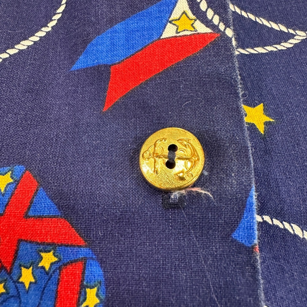 Jantzen Nautical Flag Print Midi Skirt Womens 16 Navy Blue Anchor Buttons Preppy - Picture 4 of 8